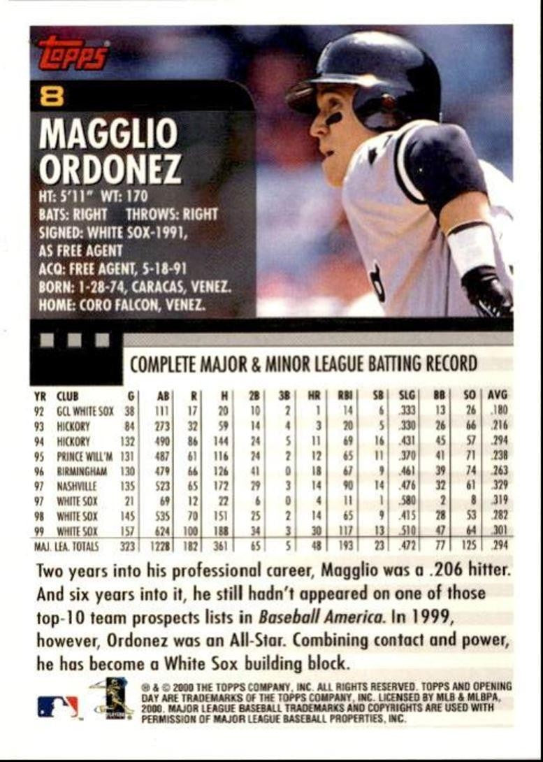 2000 Topps Opening Day Magglio Ordonez a Chicago White Sox #8