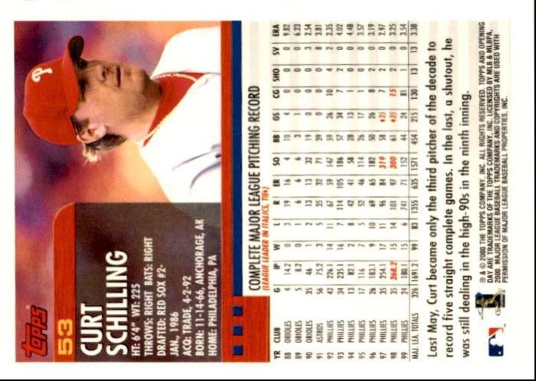 2000 Topps Opening Day Curt Schilling a Philadelphia Phillies #53