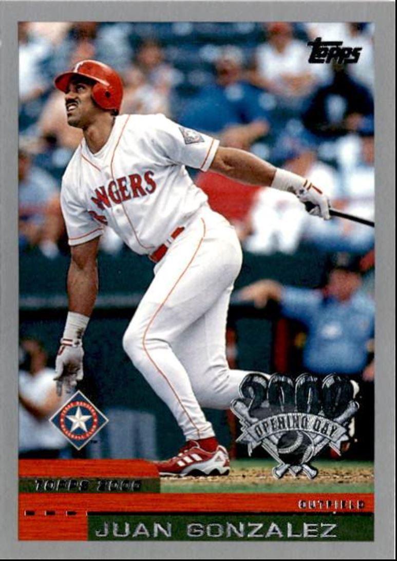 2000 Topps Opening Day Juan Gonzalez . Texas Rangers #20