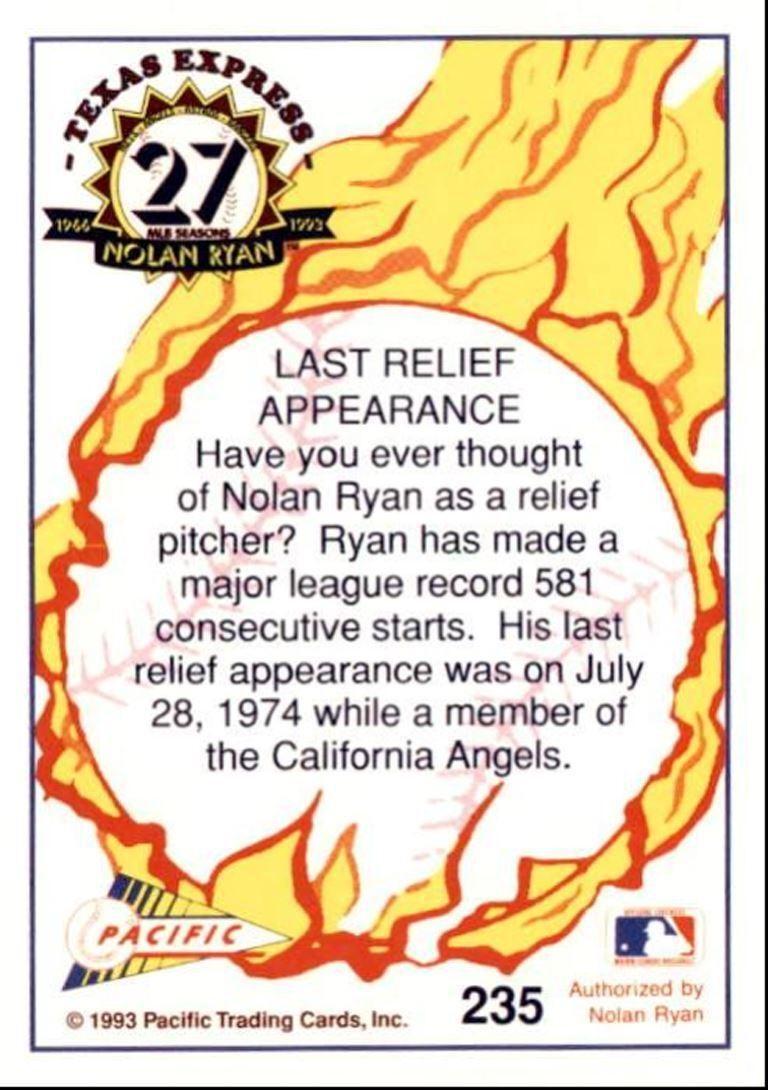 1993 Pacific Texas Express Baseball Card Nolan Ryan Smile, Nolan! Texas Rangers