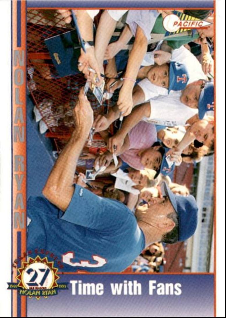 1993 Pacific Texas Express Baseball Card Nolan Ryan Time with Fans Texas Rangers