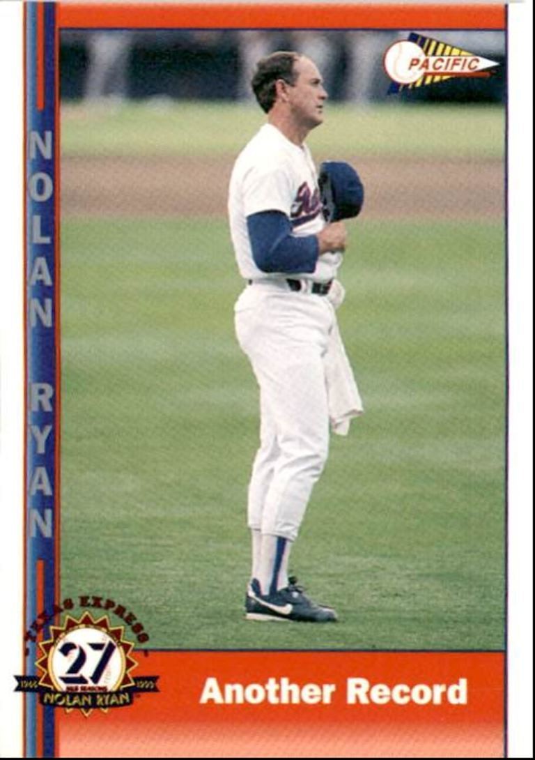 1993 Pacific Texas Express Baseball Card Nolan Ryan Another Record , Texas