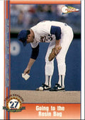 1993 Pacific Texas Express Baseball Card Nolan Ryan Going to the Rosin Bag Texas