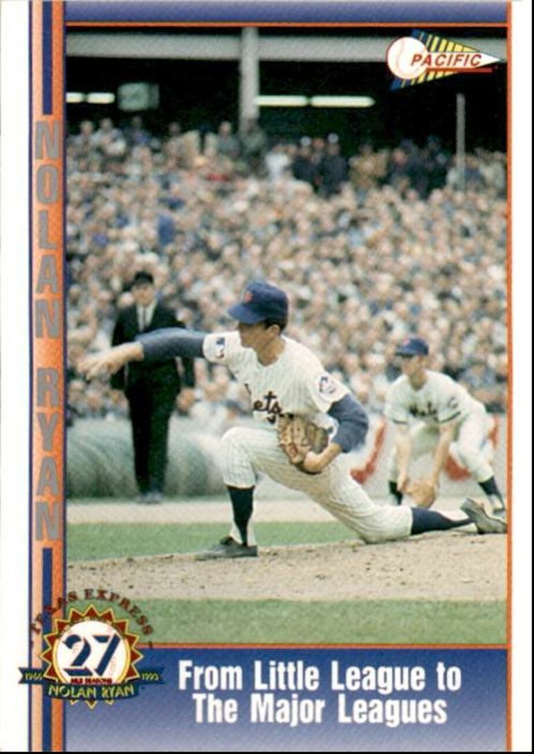 1993 Pacific Texas Express Baseball Card Nolan Ryan From Little League to the