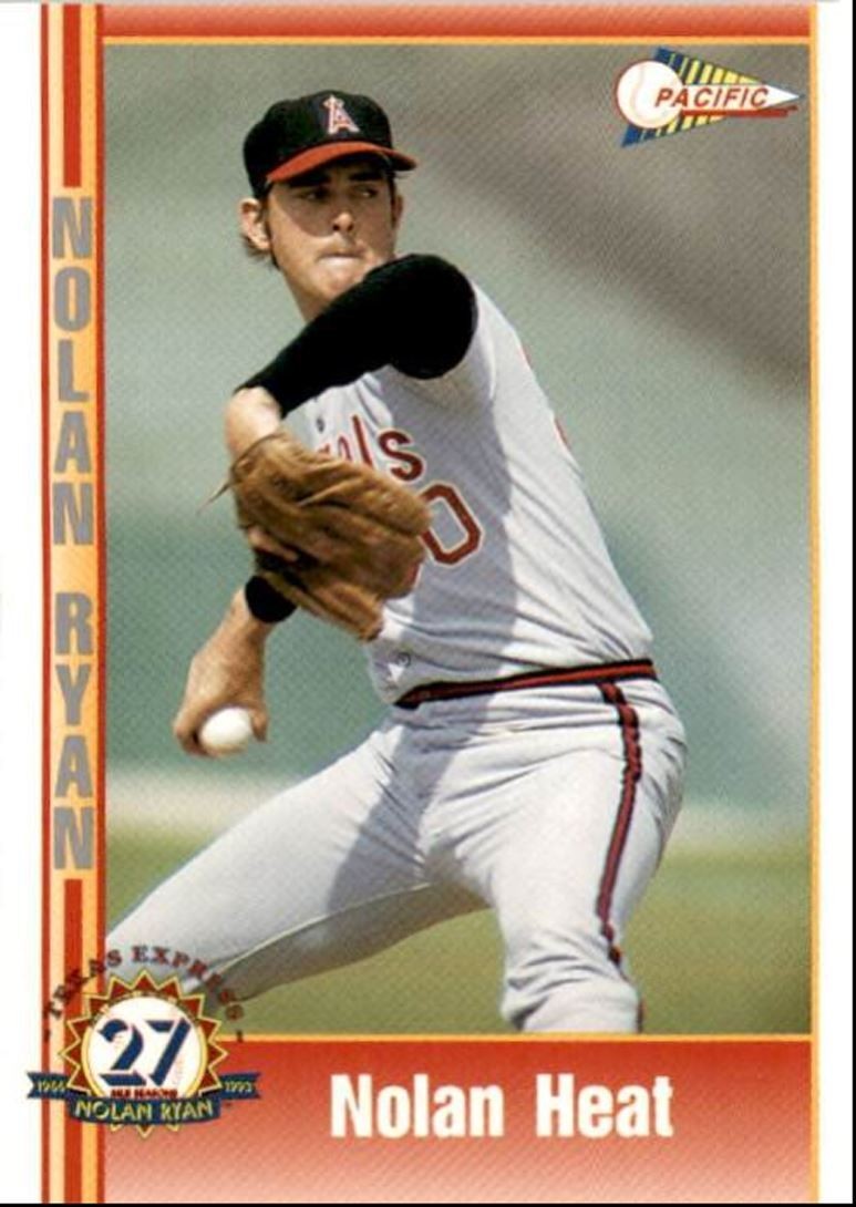 1993 Pacific Texas Express Baseball Card Nolan Ryan Nolan Heat California Angels