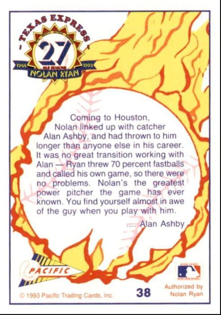 1993 Pacific Texas Express Baseball Card Nolan Ryan The Game's Greatest Power