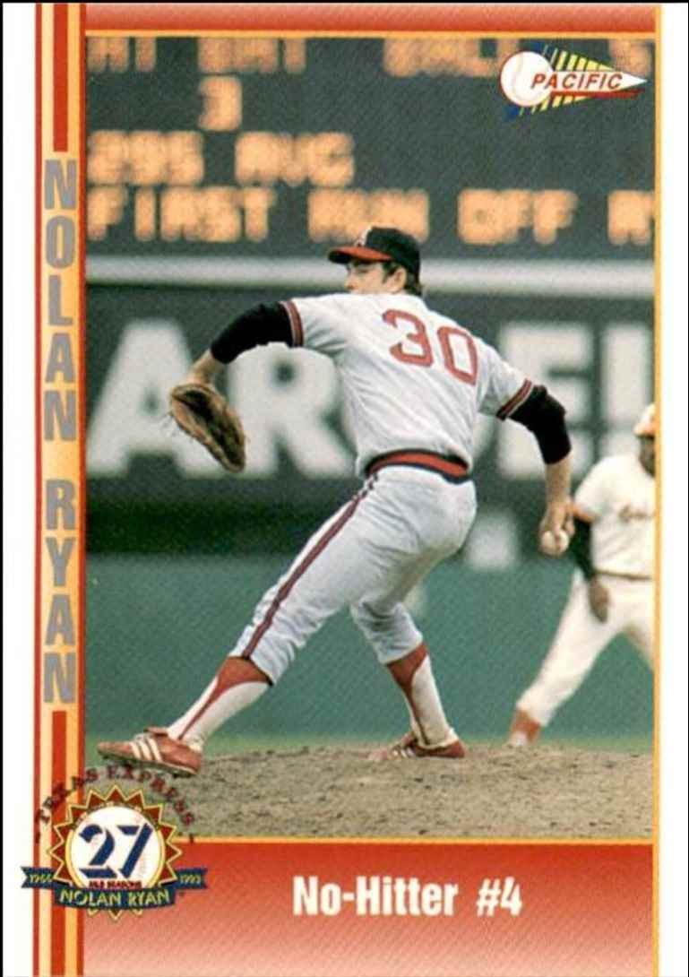 1993 Pacific Texas Express Baseball Card Nolan Ryan No hitter #4 California
