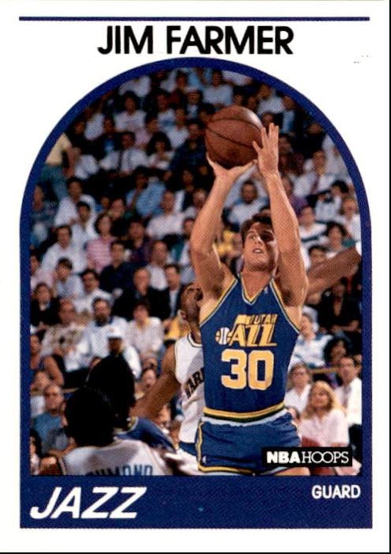 1989-90 Hoops Basketball Card Jim Farmer Rookie Utah Jazz #227