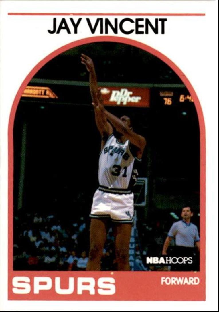 1989-90 Hoops Basketball Card Jay Vincent San Antonio Spurs #191