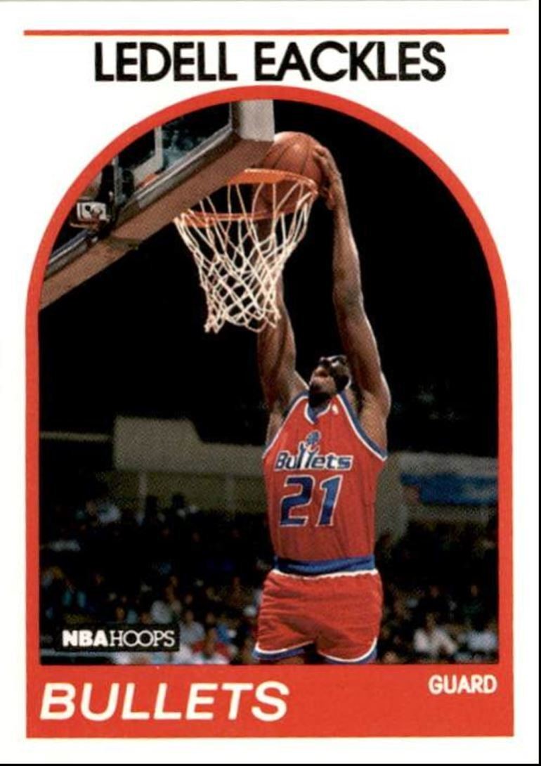 1989-90 Hoops Basketball Card Ledell Eackles Rookie Washington Bullets #194