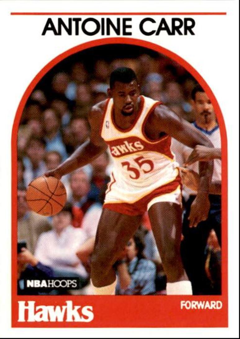 1989-90 Hoops Basketball Card Antoine Carr Atlanta Hawks #278