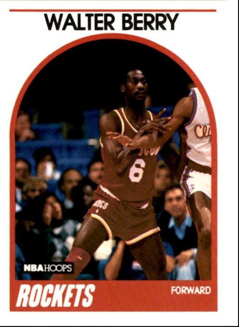 1989-90 Hoops Basketball Card Walter Berry Houston Rockets #44