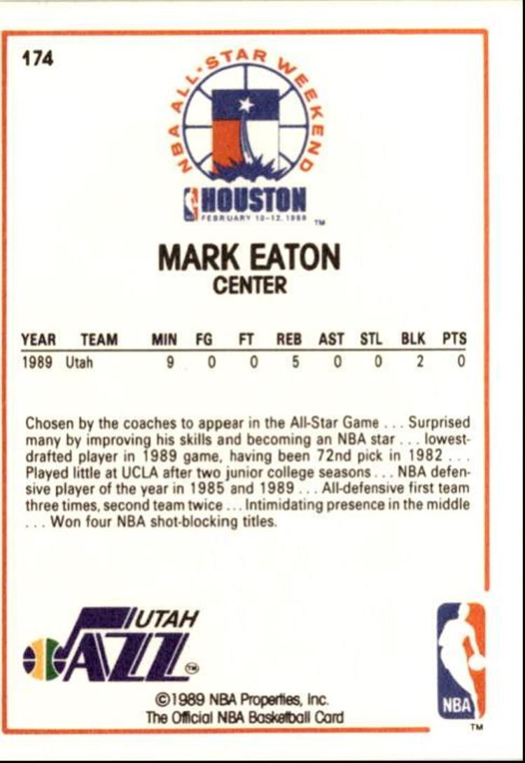 1989-90 Hoops Basketball Card Mark Eaton Utah Jazz #174