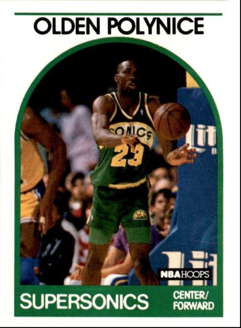 1989-90 Hoops Basketball Card Olden Polynice Rookie Seattle SuperSonics #152