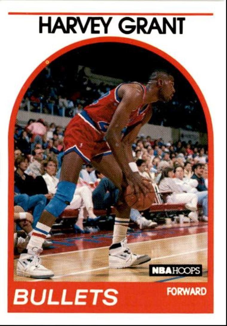 1989-90 Hoops Basketball Card Harvey Grant Rookie Washington Bullets #67