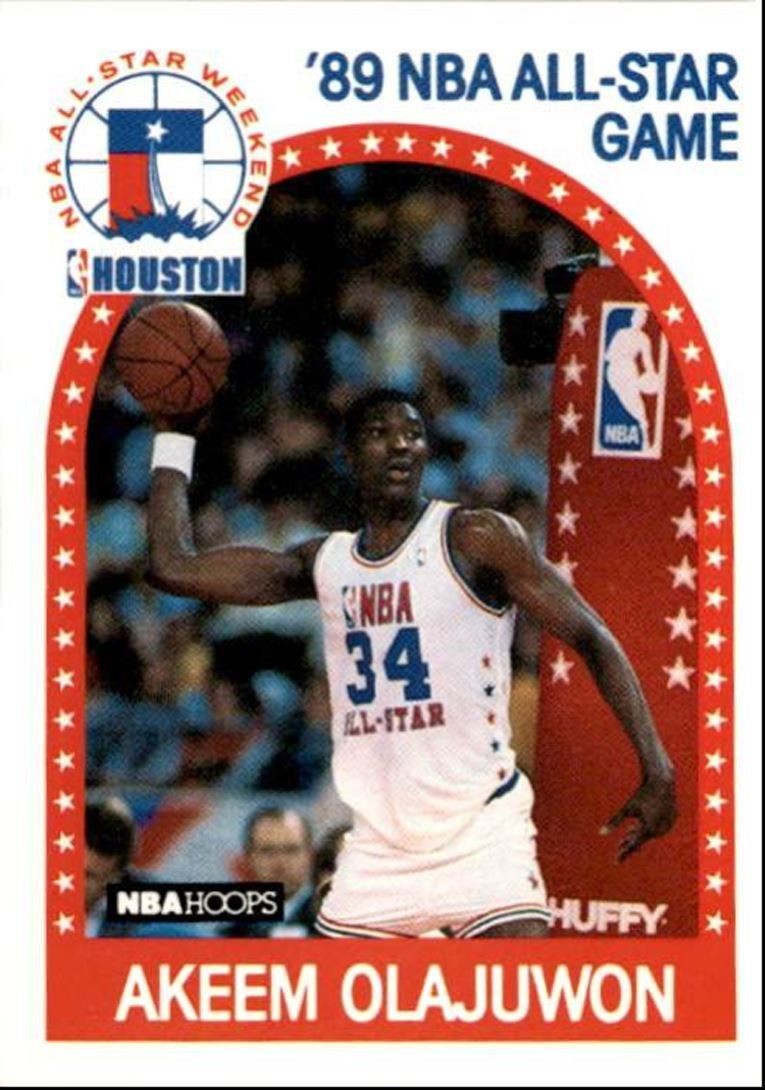1989-90 Hoops Basketball Card Akeem Olajuwon . Houston Rockets #178