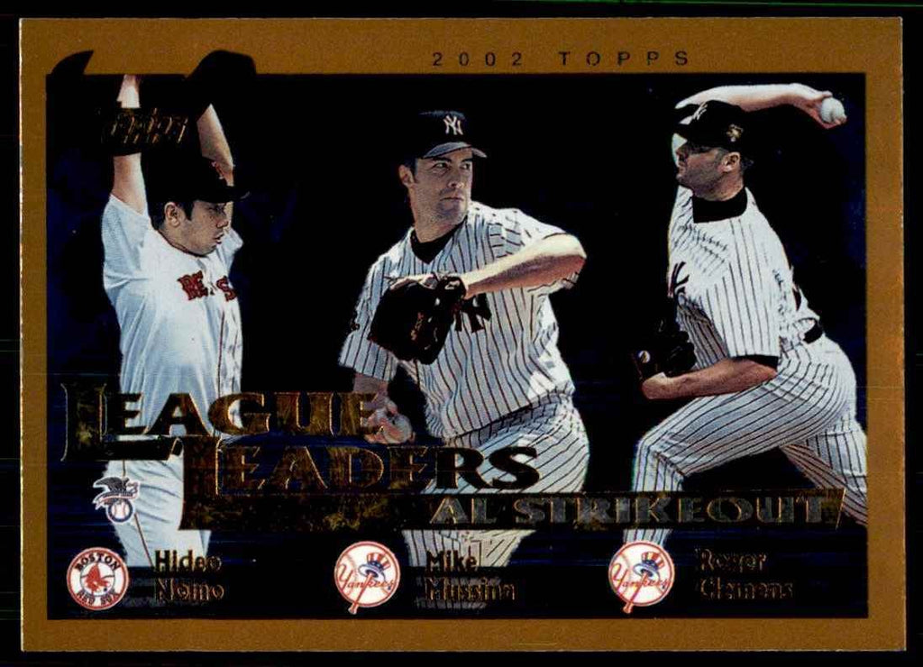 2002 Topps Baseball Card Hideo Nomo/Mike Mussina/Roger Clemens B Baseball Cards