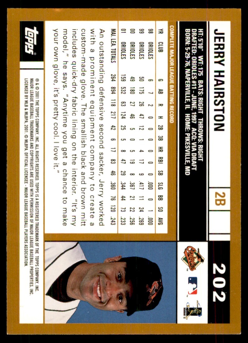 2002 Topps Baseball Card Jerry Hairston A Baseball Cards #202