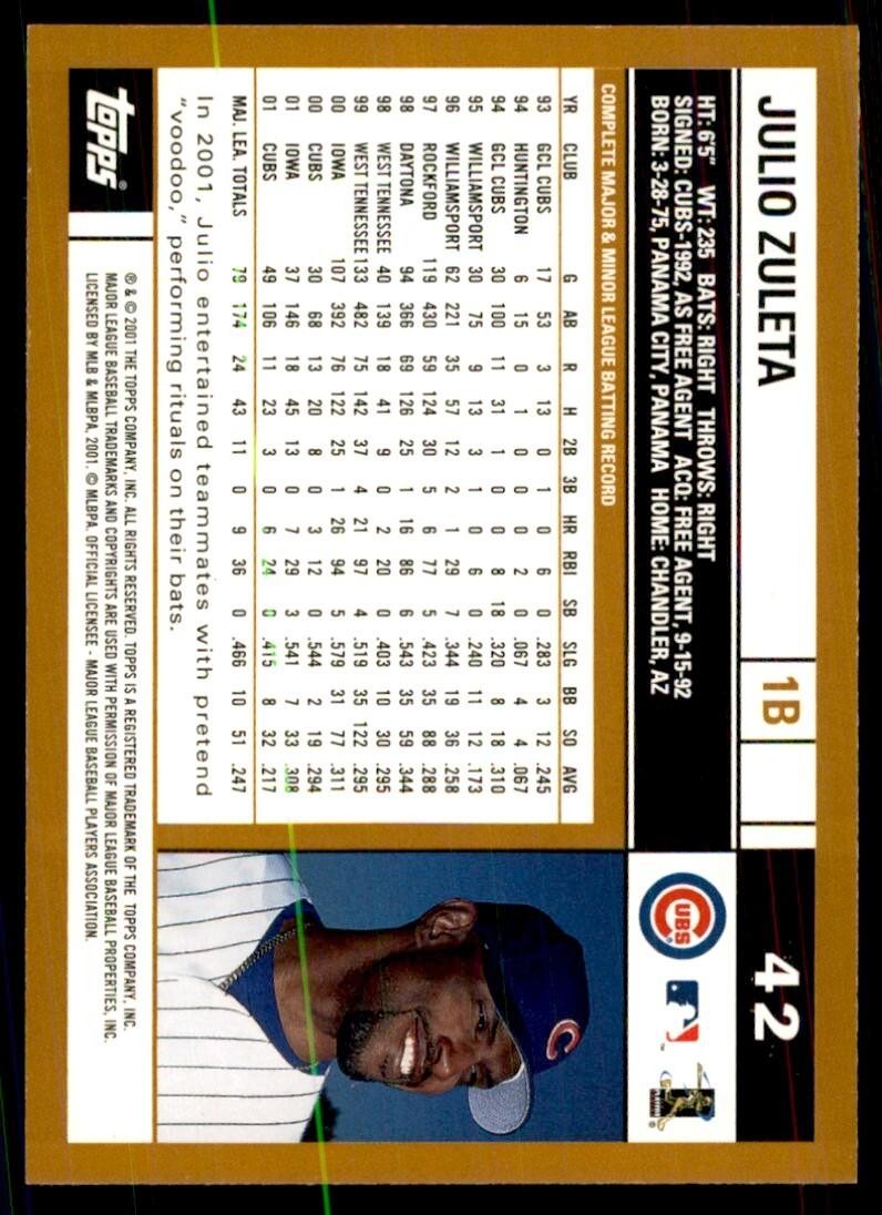 2002 Topps Baseball Card Julio Zuleta Baseball Cards #42