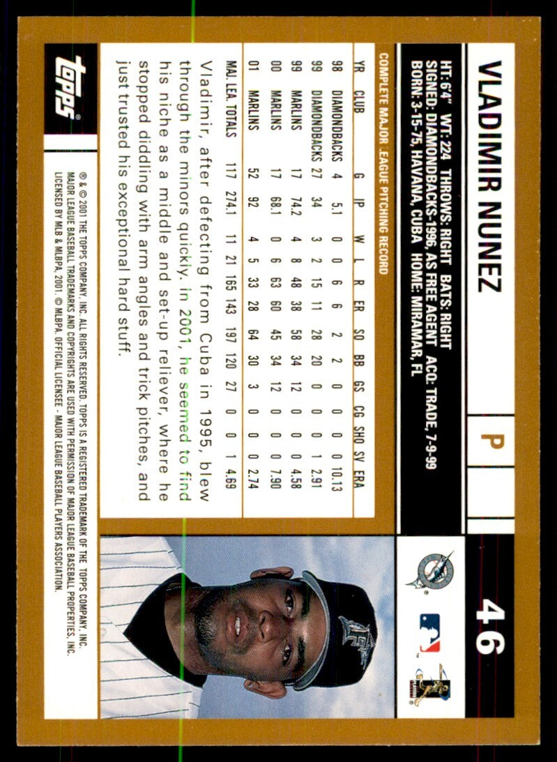 2002 Topps Baseball Card Vladimir Nunez B Baseball Cards #46