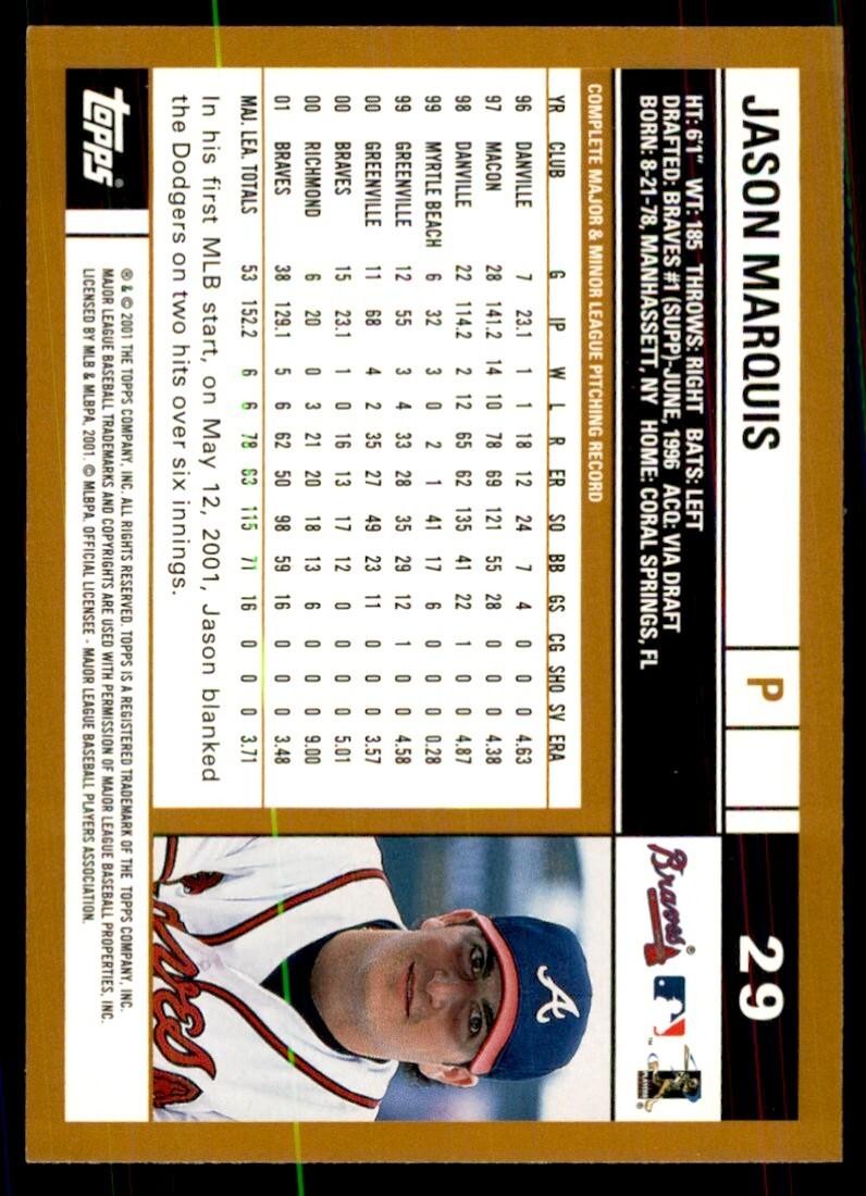 2002 Topps Baseball Card Jason Marquis A Baseball Cards #29