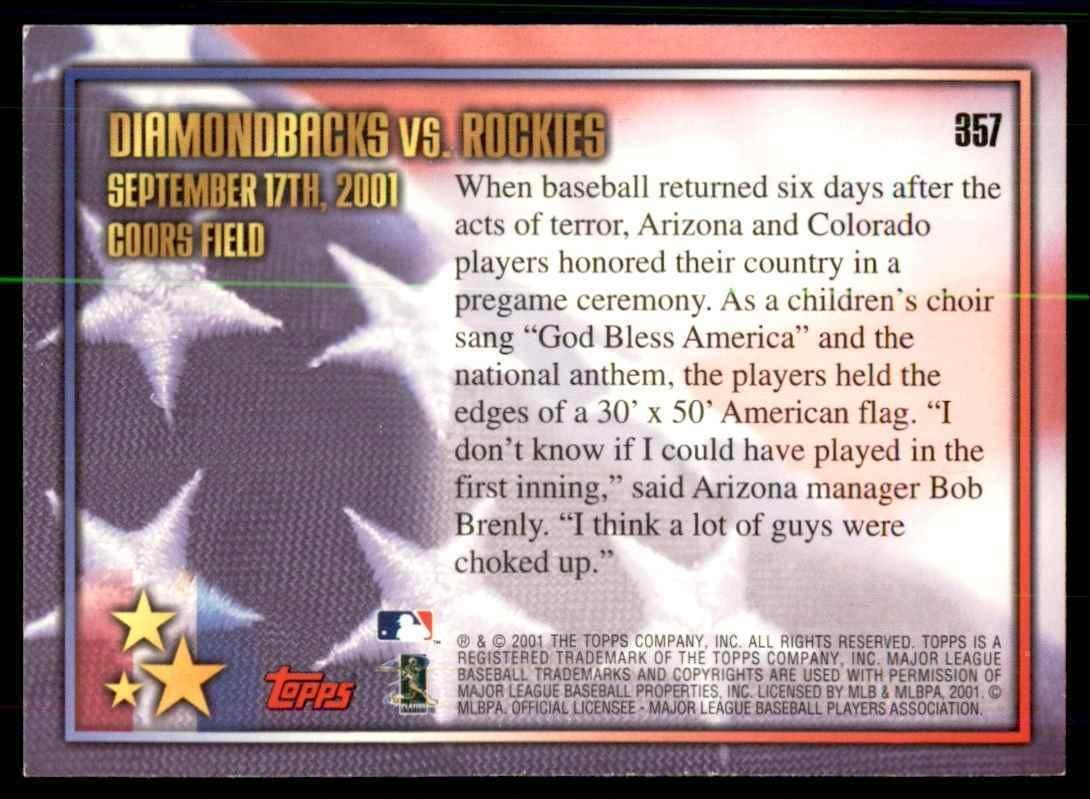 2002 Topps Baseball Card Diamondbacks vs. Rockies B Baseball Cards #357