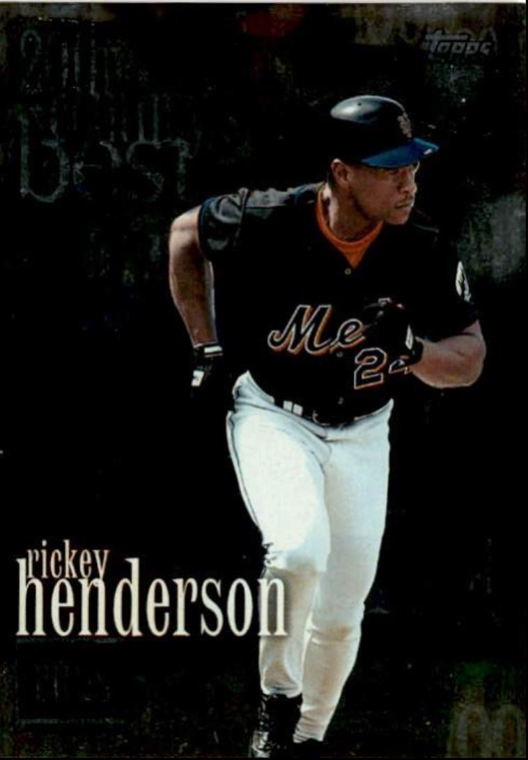 2000 Topps Basbeall Card Rickey Henderson , New York Mets #234