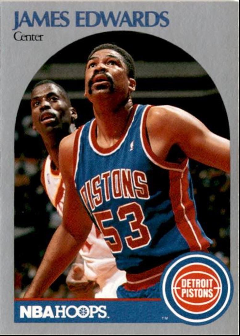 1990-91 Hoops Basketball Card James Edwards Detroit Pistons #104