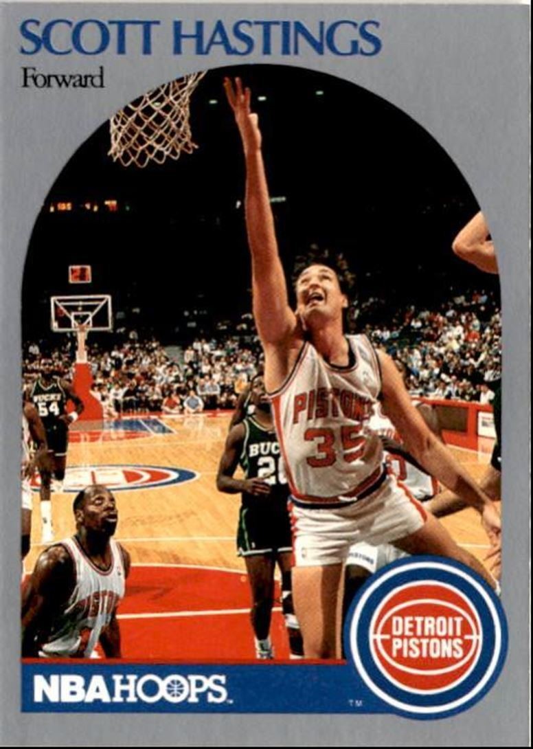 1990-91 Hoops Basketball Card Scott Hastings Detroit Pistons #105