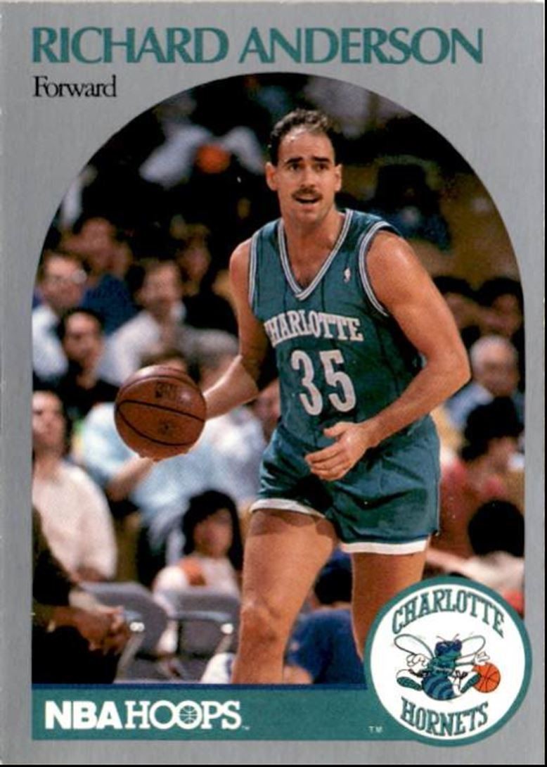 1990-91 Hoops Basketball Card Richard Anderson Charlotte Hornets #49
