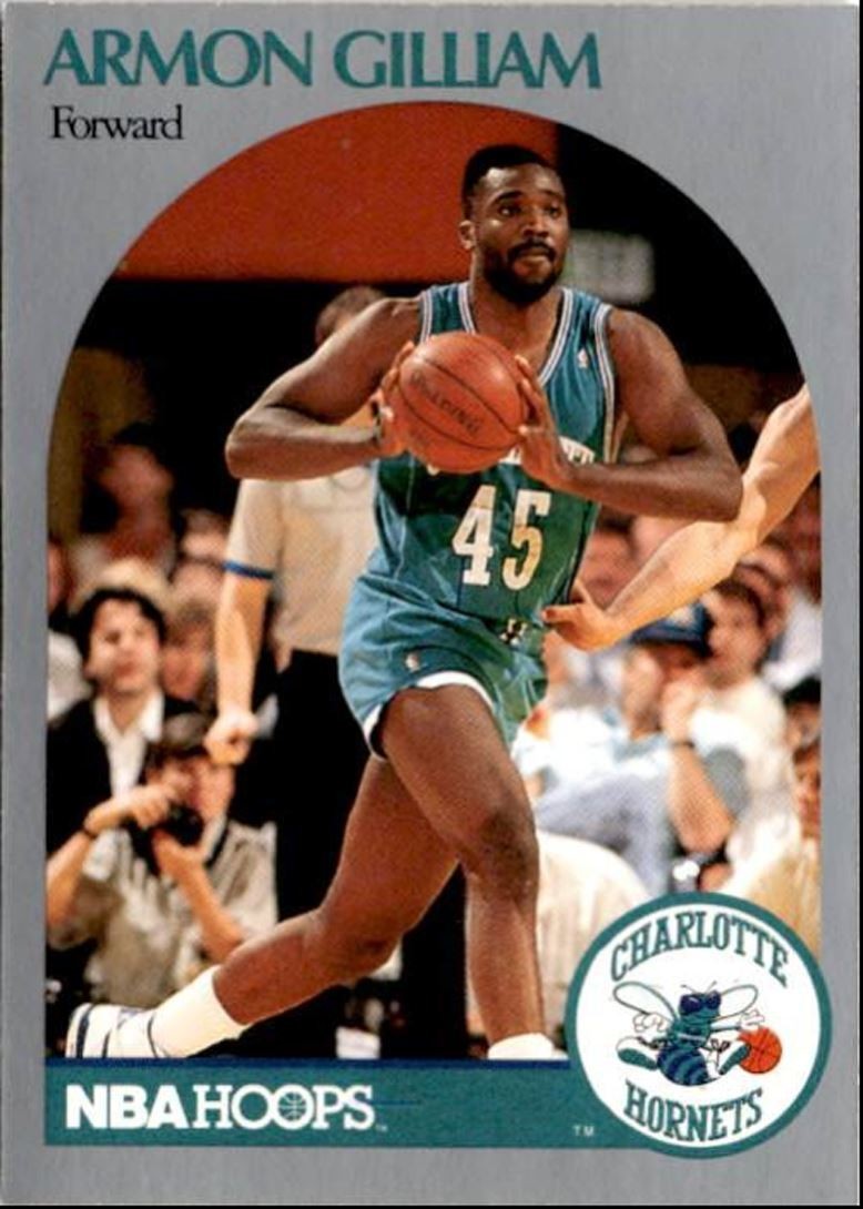 1990-91 Hoops Basketball Card Armon Gilliam Charlotte Hornets #54