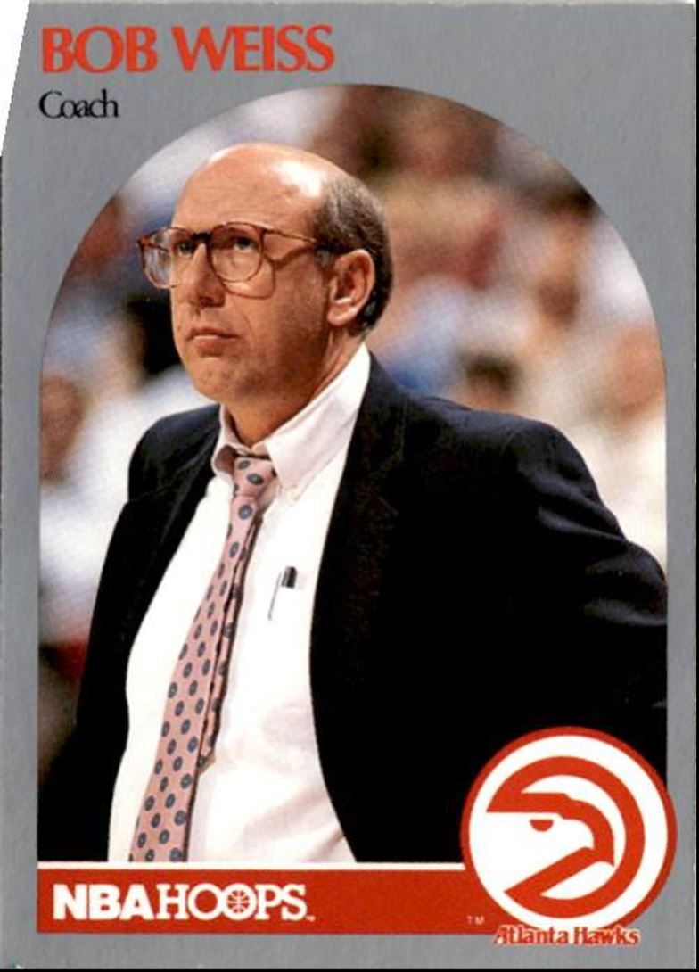 1990-91 Hoops Basketball Card Bob Weiss / Atlanta Hawks #305