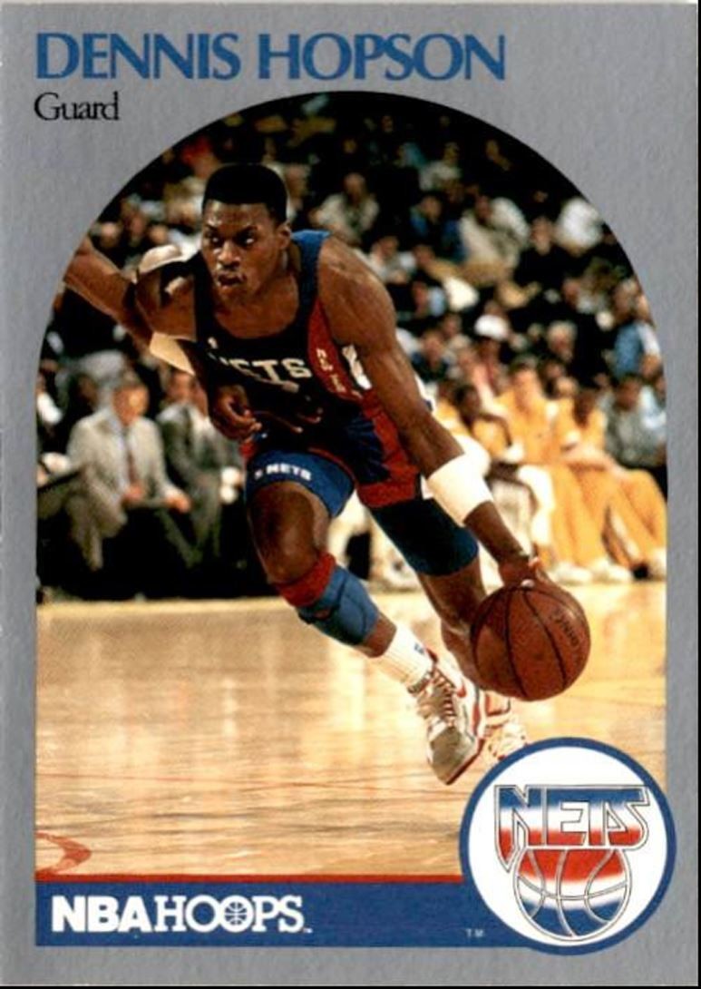 1990-91 Hoops Basketball Card Dennis Hopson New Jersey Nets #199
