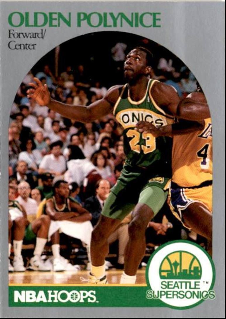 1990-91 Hoops Basketball Card Olden Polynice Seattle SuperSonics #283