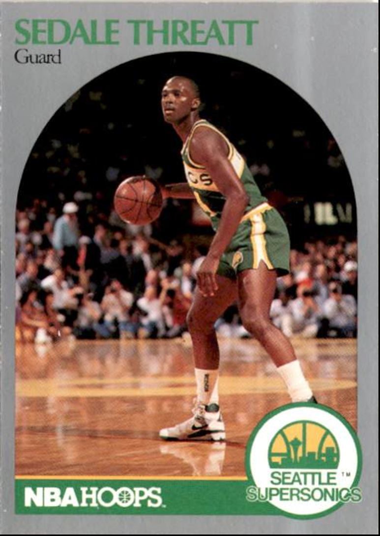 1990-91 Hoops Basketball Card Sedale Threatt Seattle SuperSonics #284