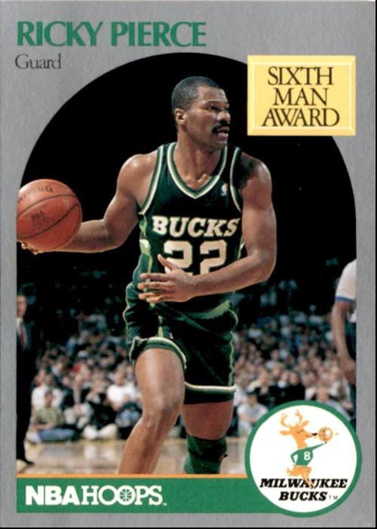 1990-91 Hoops Basketball Card Ricky Pierce Milwaukee Bucks #179