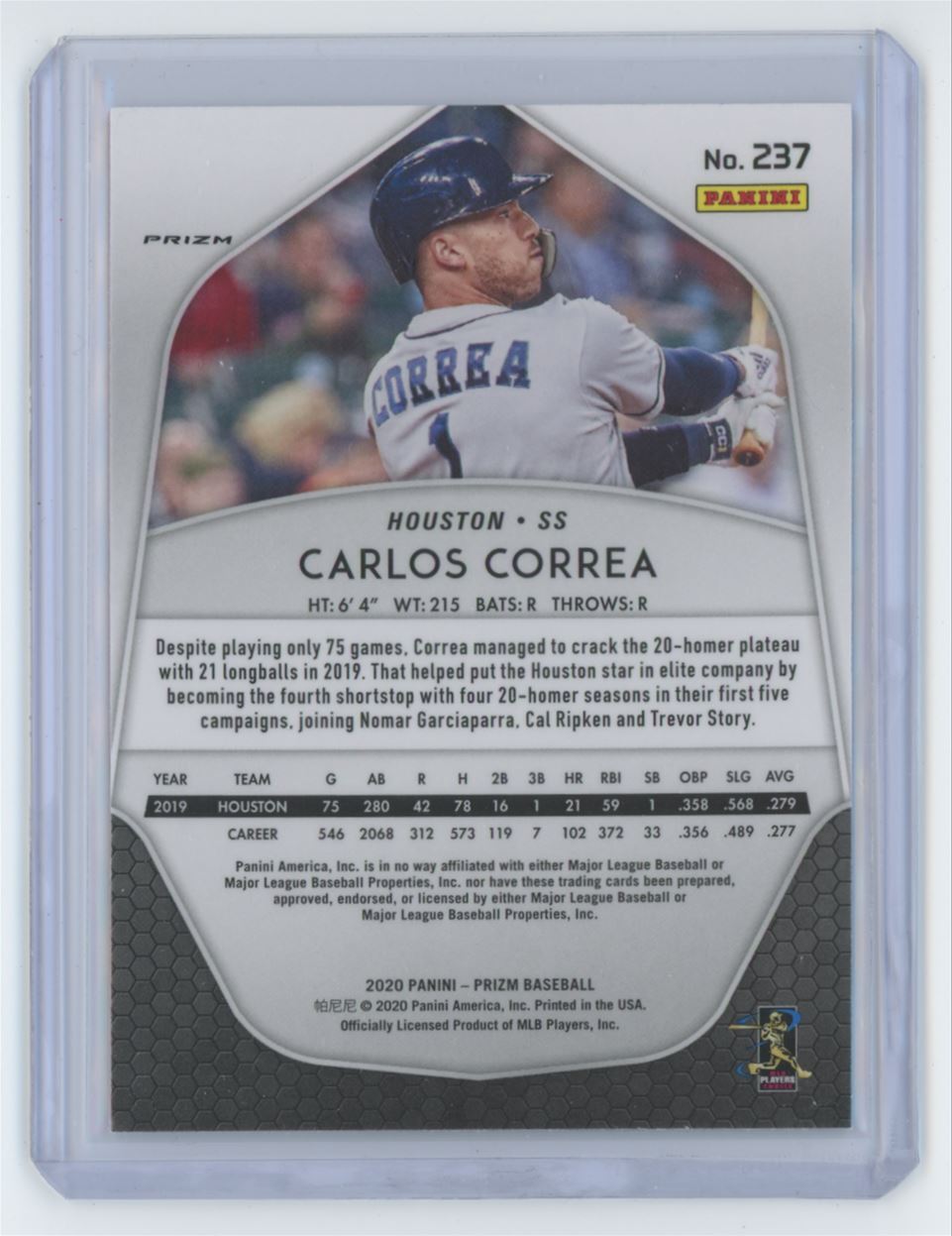 2020 Panini Prizm Carlos Correa Houston Astros #237