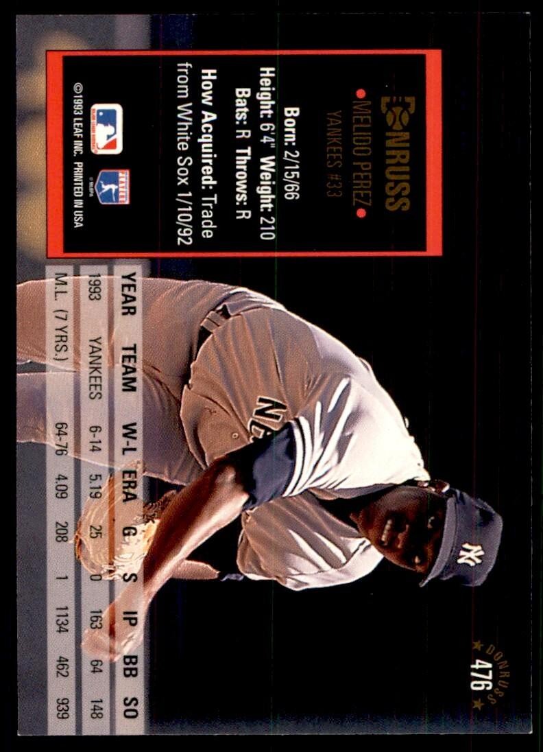 1994 Donruss Melido Perez Football Cards #476
