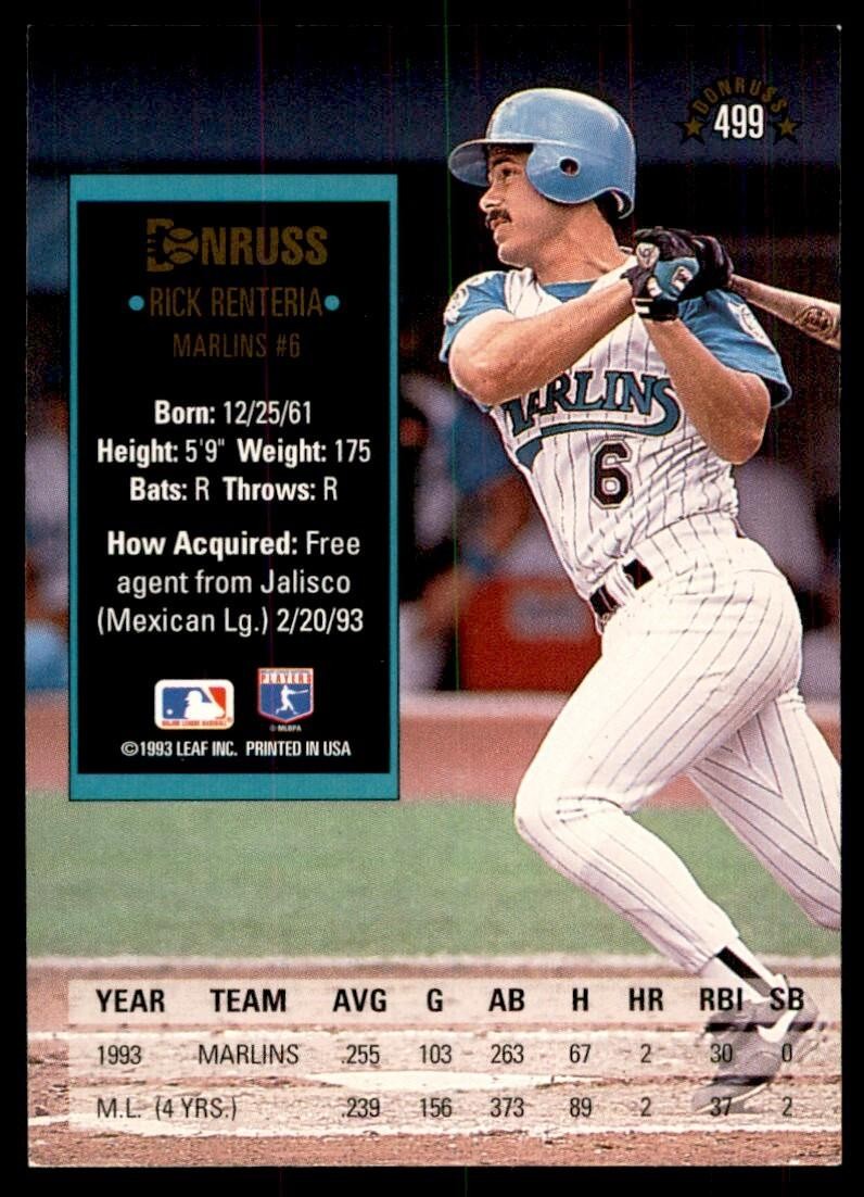 1994 Donruss Rick Renteria Football Cards #499