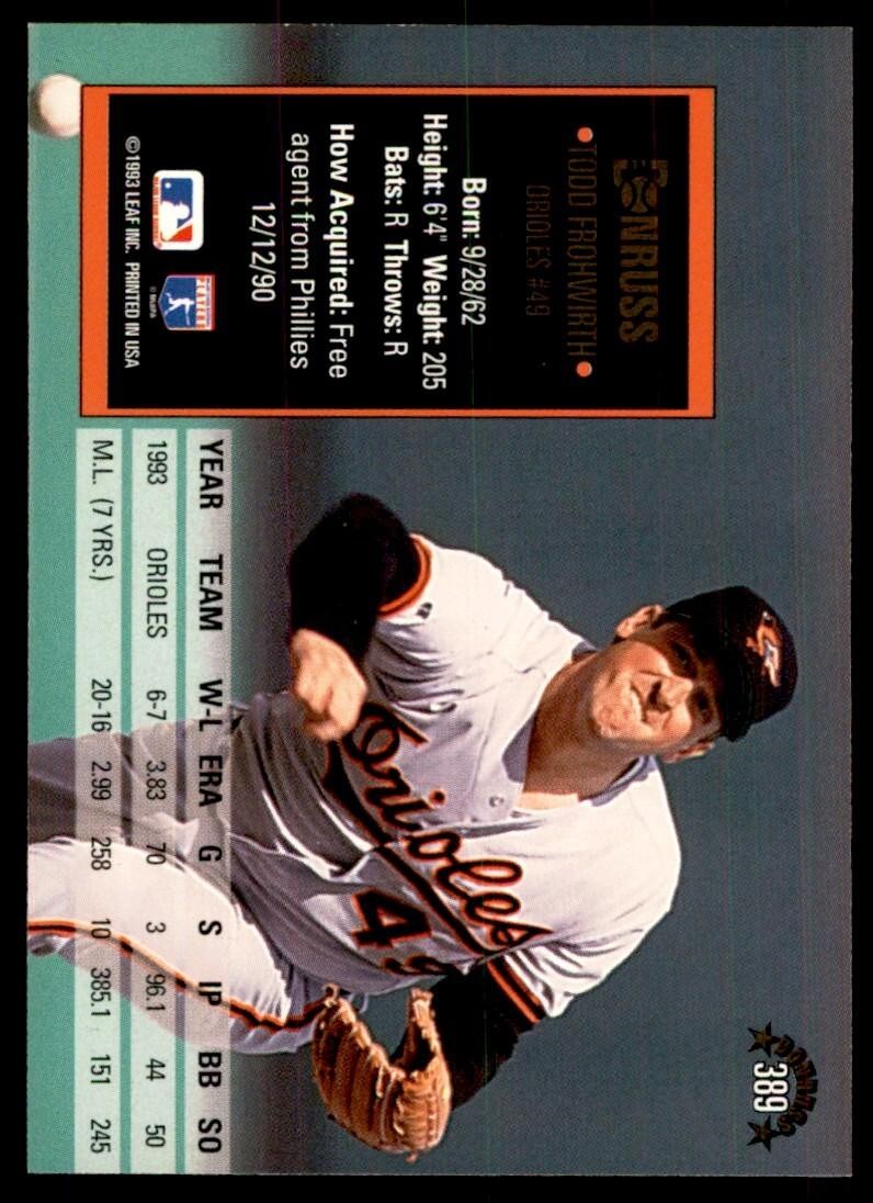 1994 Donruss Todd Frohwirth Football Cards #389