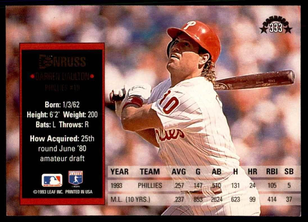 1994 Donruss Darren Daulton Football Cards #333