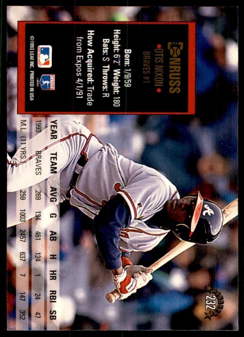 1994 Donruss Otis Nixon Baseball Cards #232