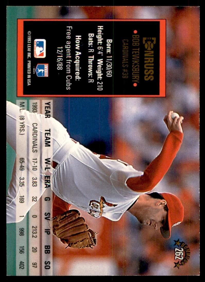 1994 Donruss Bob Tewksbury Baseball Cards #262