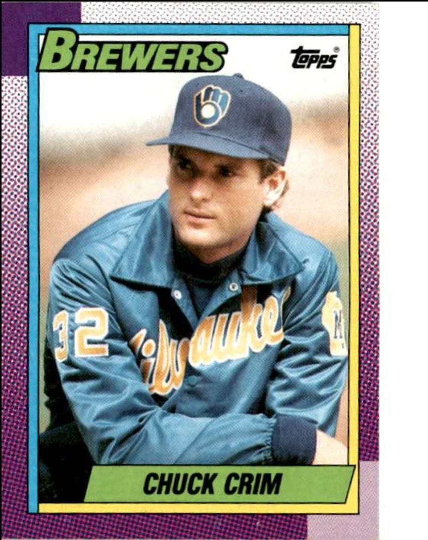 1990 Topps Baseball Cards Chuck Crim Milwaukee Brewers #768