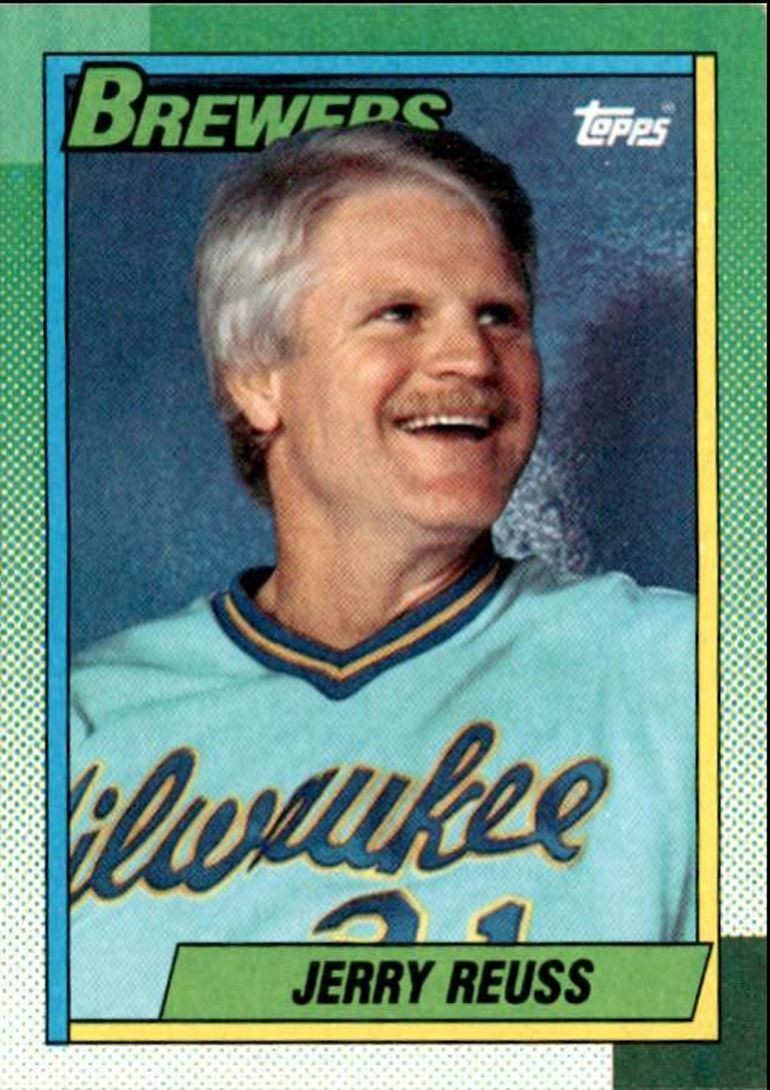 1990 Topps Baseball Cards Jerry Reuss Milwaukee Brewers #424