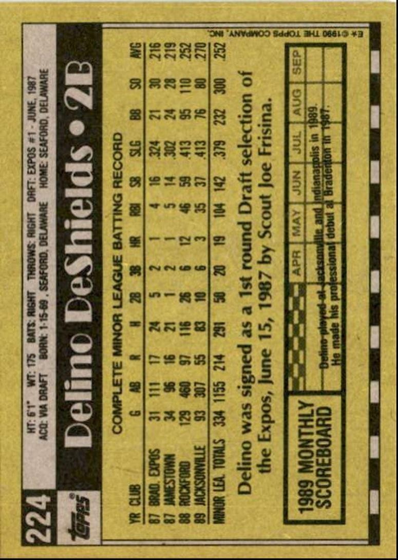 1990 Topps Baseball Cards Delino DeShields Rookie Montreal Expos #224