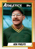 1990 Topps Baseball Cards Ken Phelps Oakland Athletics #411
