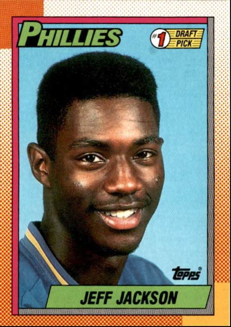1990 Topps Baseball Cards Jeff Jackson Rookie Philadelphia Phillies #74