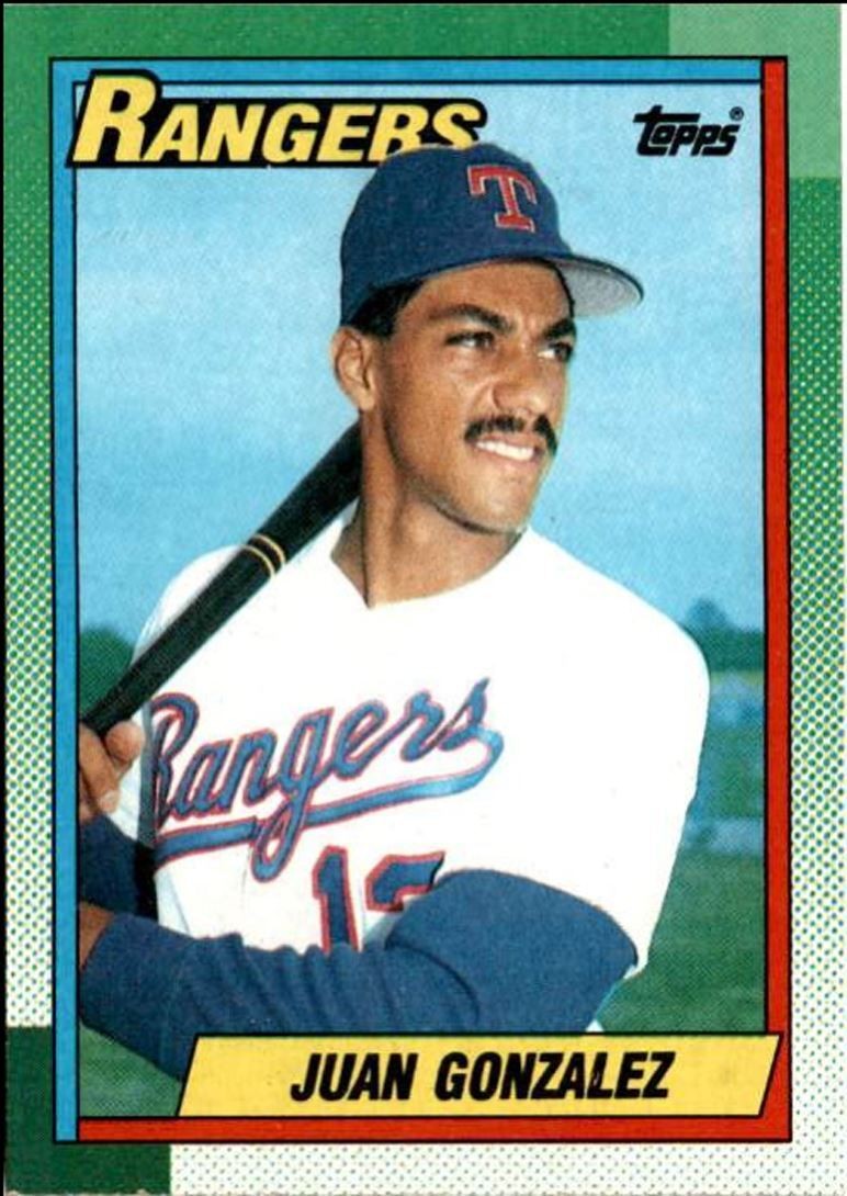 1990 Topps Baseball Cards Juan Gonzalez Rookie Texas Rangers #331