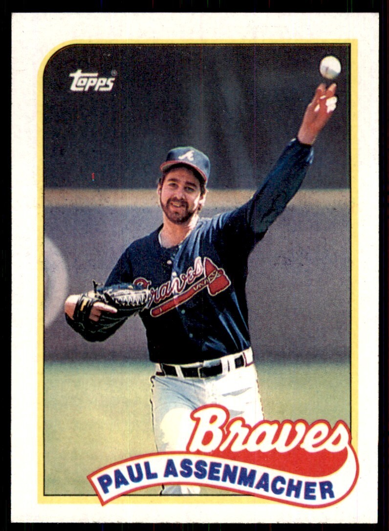 1989 Topps Baseball Card Paul Assenmacher Atlanta Braves #454